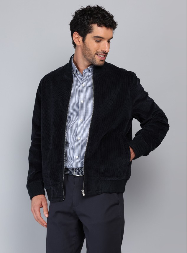 Chaqueta Bomber Cotelé Regular Fit Azul Marino Piero Butti