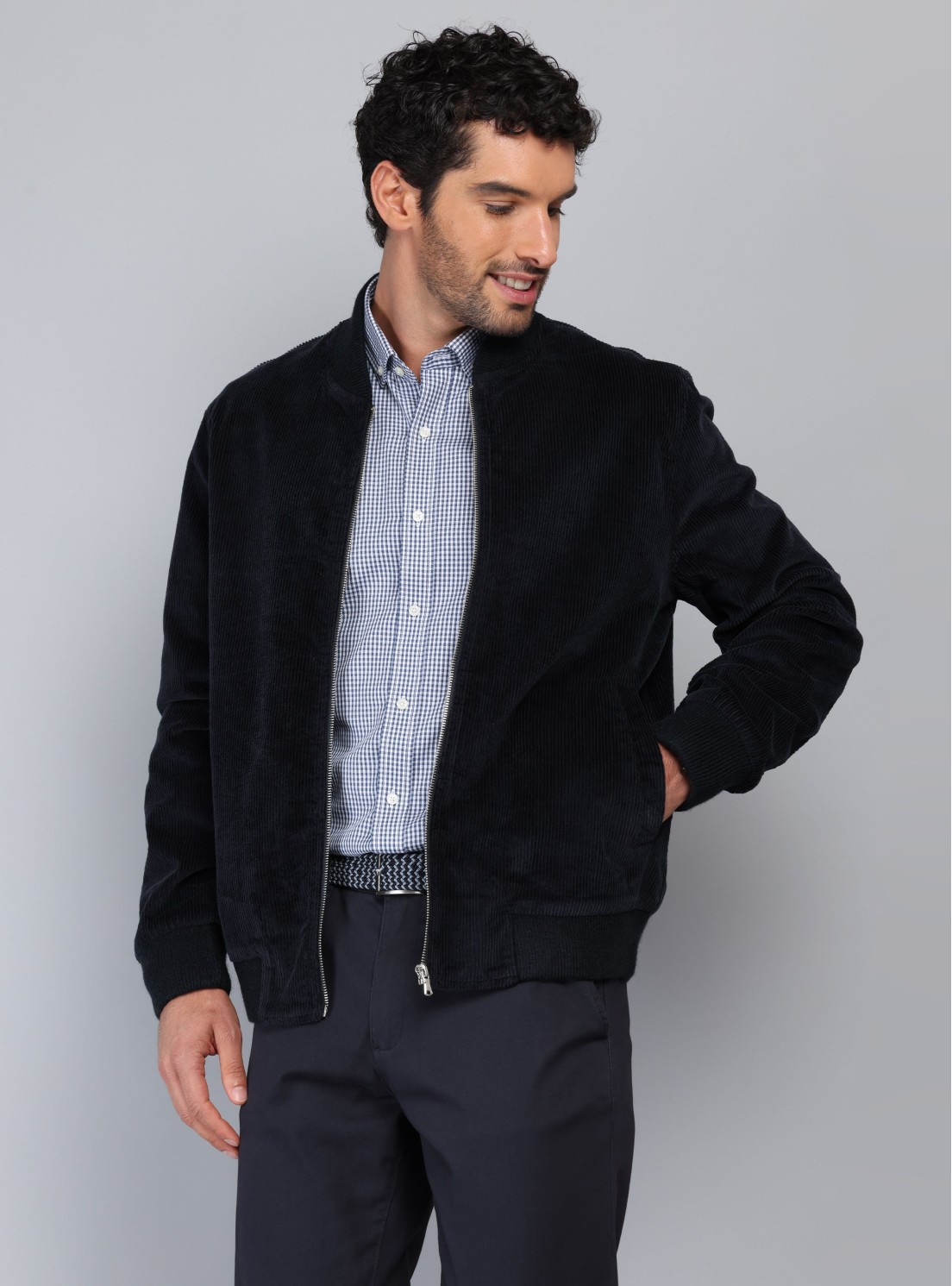 Chaqueta Bomber Cotelé Regular Fit Azul Marino Piero Butti Chaqueta Bomber Cotelé Regular Fit Azul Marino Piero Butti