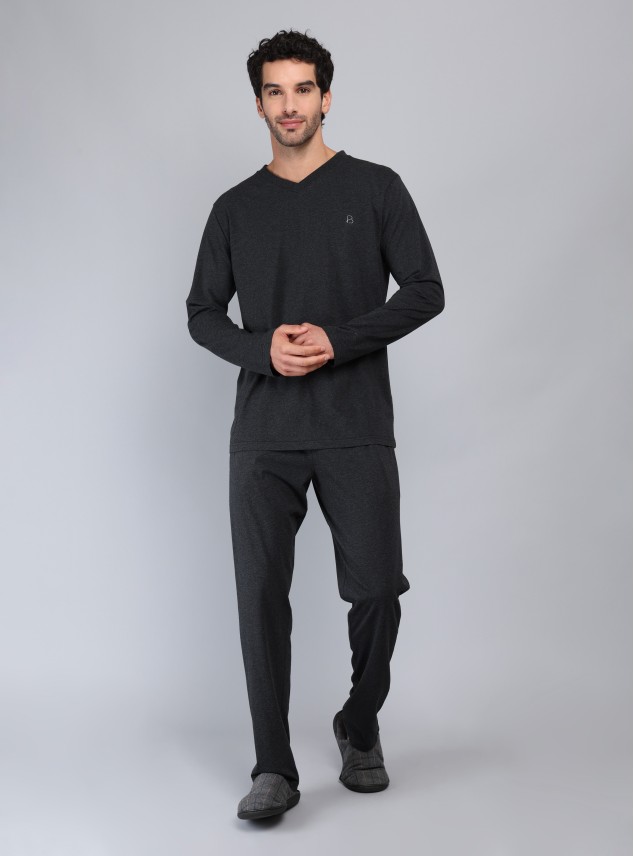Pijama Largo Regular Fit Gris Oscuro Piero Butti