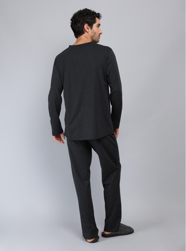 Pijama Largo Regular Fit Gris Oscuro Piero Butti Pijama Largo Regular Fit Gris Oscuro Piero Butti