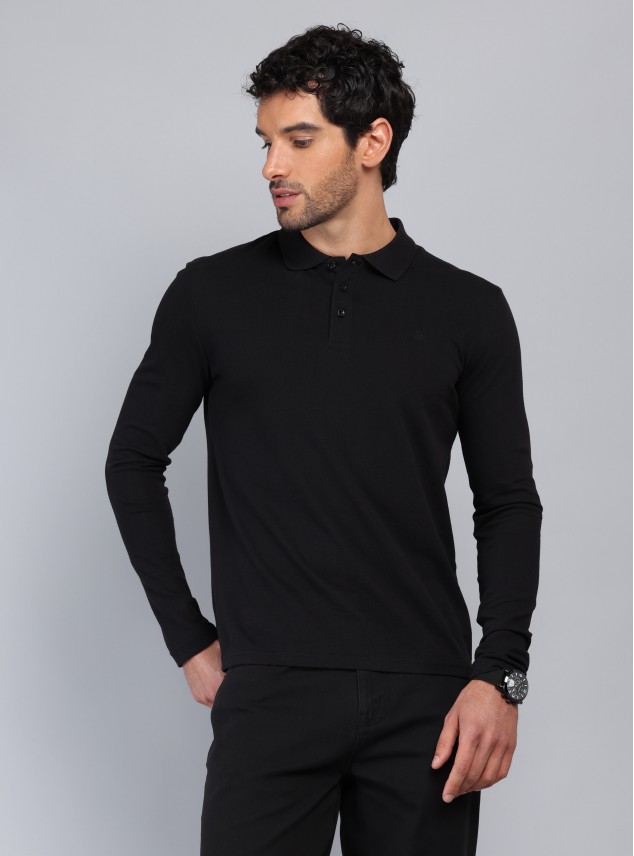 Polera Piqué Regular Fit Negro Piero Butti