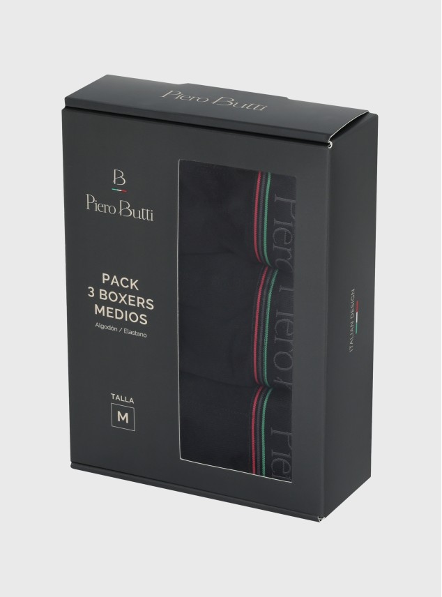 Boxer 3 Unidades Liso Negro Piero Butti Boxer 3 Unidades Liso Negro Piero Butti