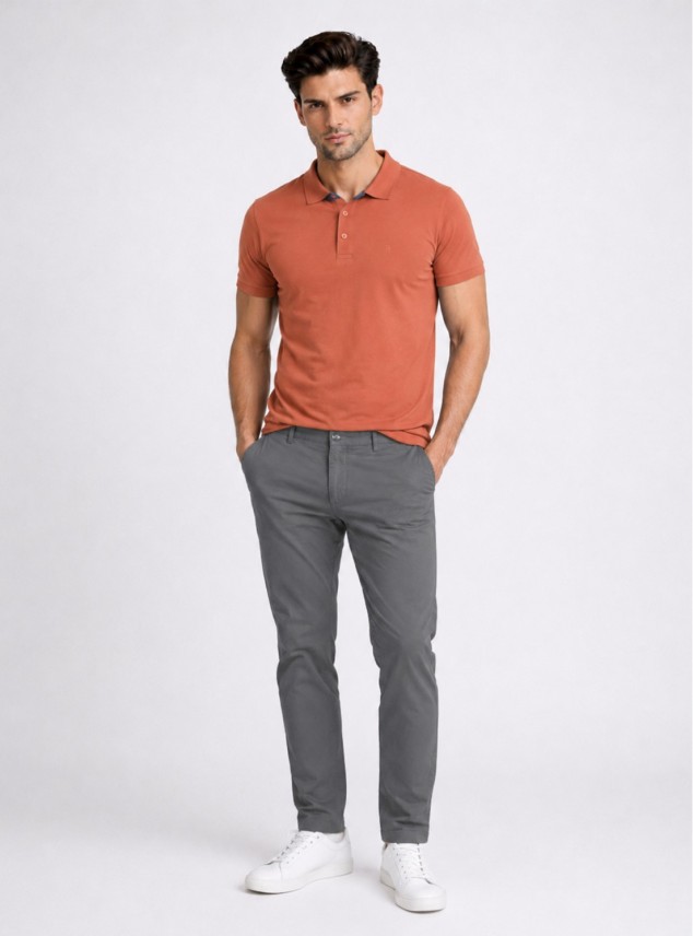 Pantalón Chino Spandex Regular Fit Gris Piero Butti Pantalón Chino Spandex Regular Fit Gris Piero Butti