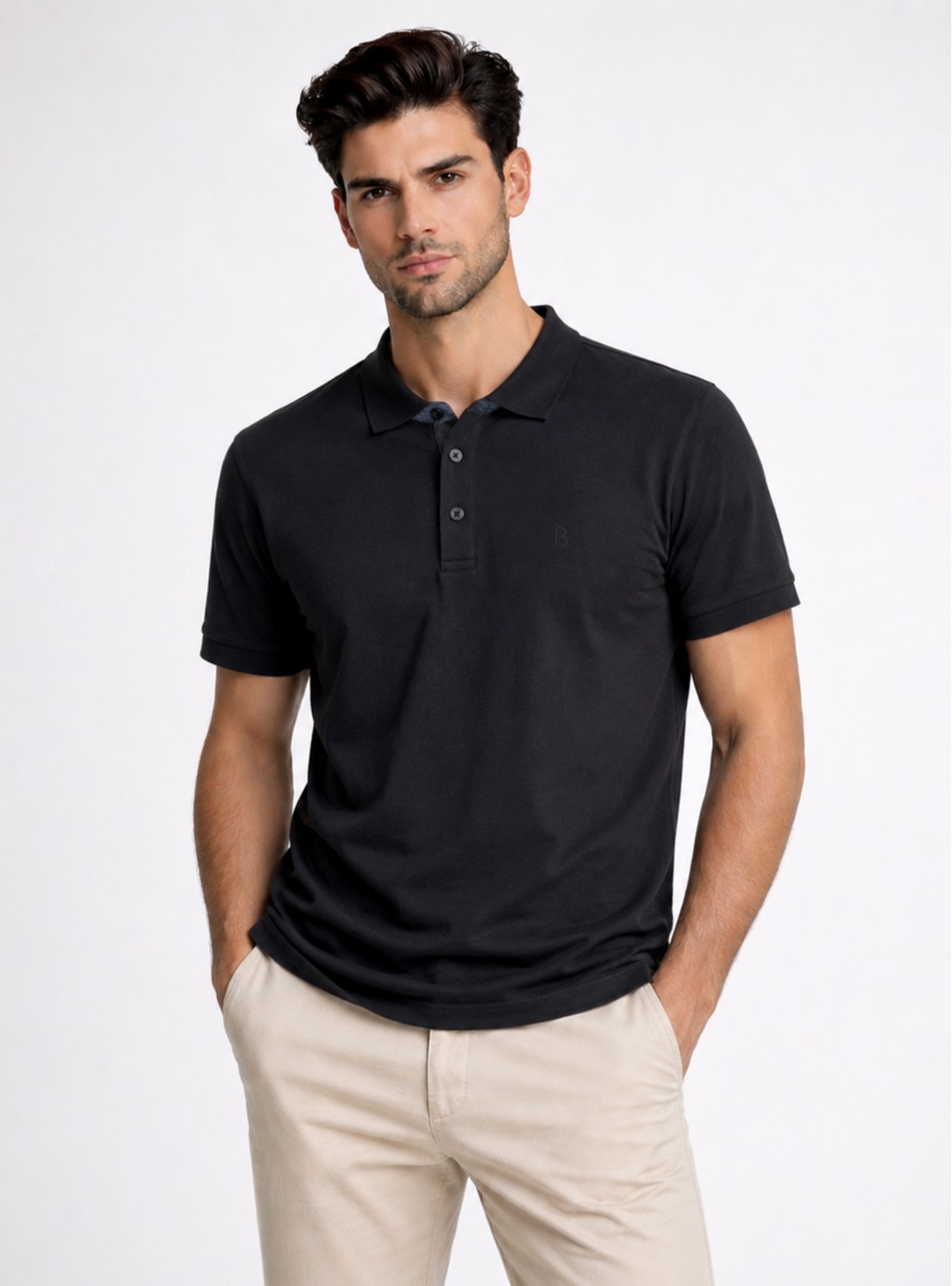 Polera Pique Regular Fit Negro Piero Butti Polera Pique Regular Fit Negro Piero Butti