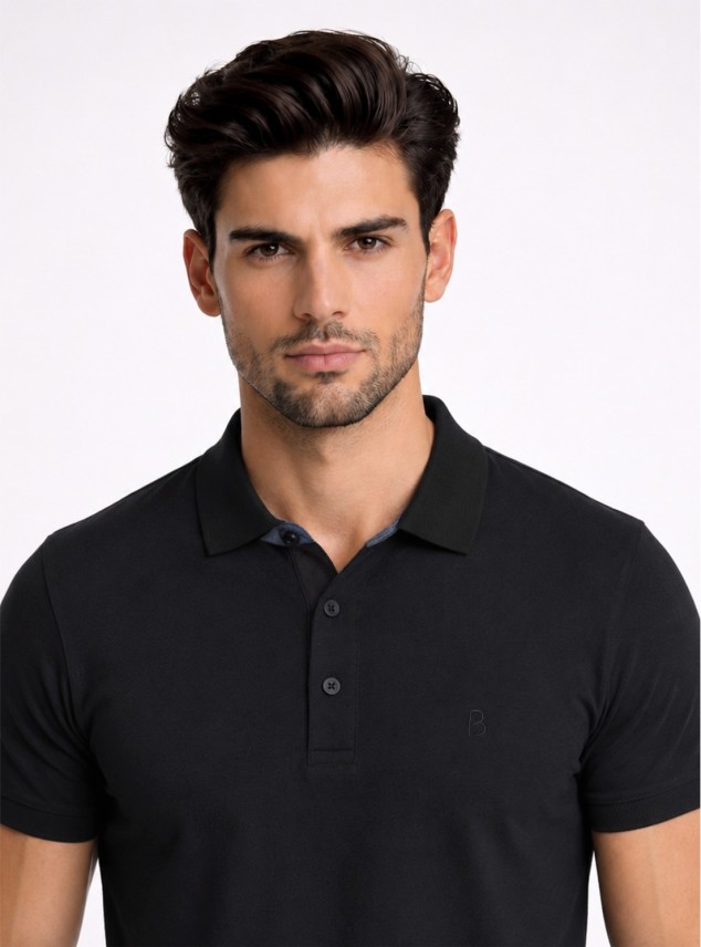 Polera Pique Regular Fit Negro Piero Butti Polera Pique Regular Fit Negro Piero Butti