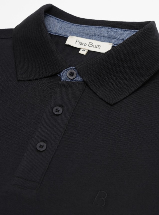Polera Pique Regular Fit Negro Piero Butti Polera Pique Regular Fit Negro Piero Butti