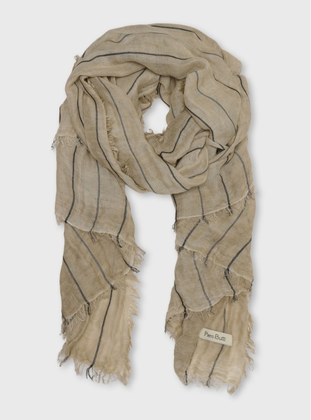 Pañuelo Viscosa A Rayas Beige Piero Butti