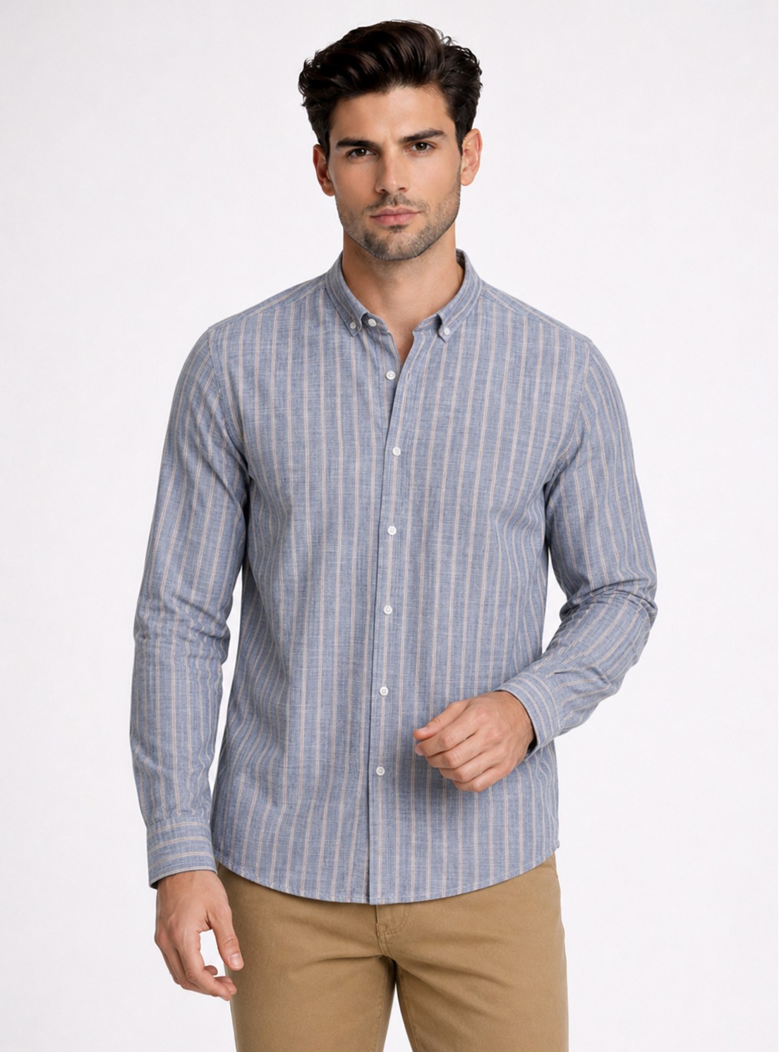 Camisa A Rayas Regular Fit Denim Piero Butti Camisa A Rayas Regular Fit Denim Piero Butti