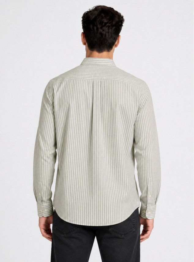 Camisa a Rayas Regular Fit Oliva Piero Butti Camisa a Rayas Regular Fit Oliva Piero Butti