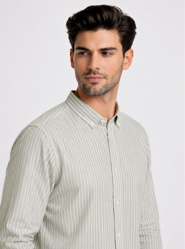 Camisa a Rayas Regular Fit Oliva Piero Butti Camisa a Rayas Regular Fit Oliva Piero Butti