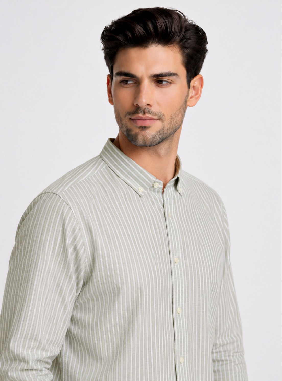 Camisa a Rayas Regular Fit Oliva Piero Butti Camisa a Rayas Regular Fit Oliva Piero Butti