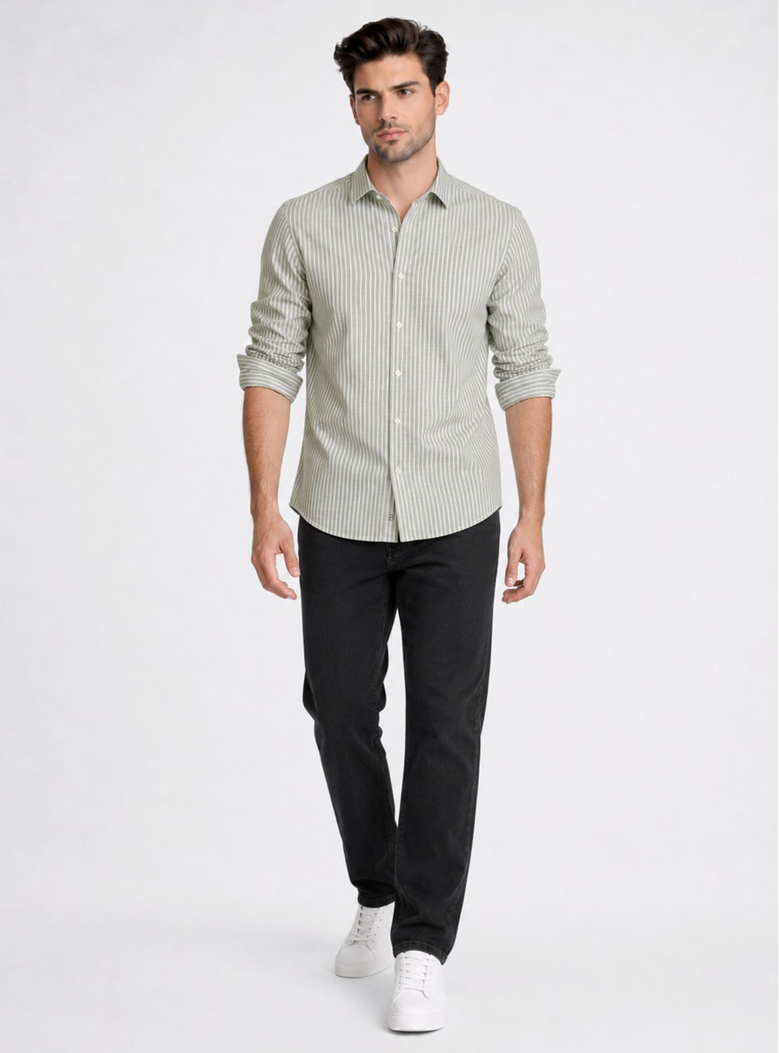 Camisa a Rayas Regular Fit Oliva Piero Butti Camisa a Rayas Regular Fit Oliva Piero Butti