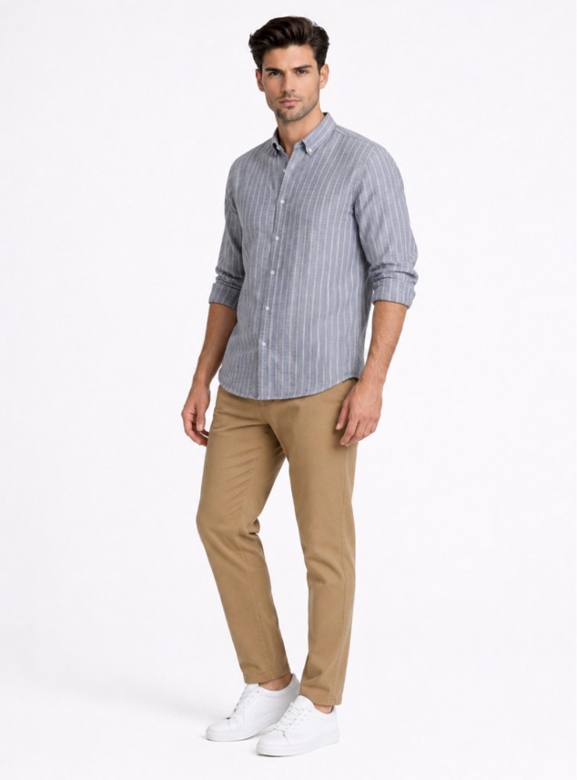 Camisa A Rayas Regular Fit Denim Piero Butti Camisa A Rayas Regular Fit Denim Piero Butti