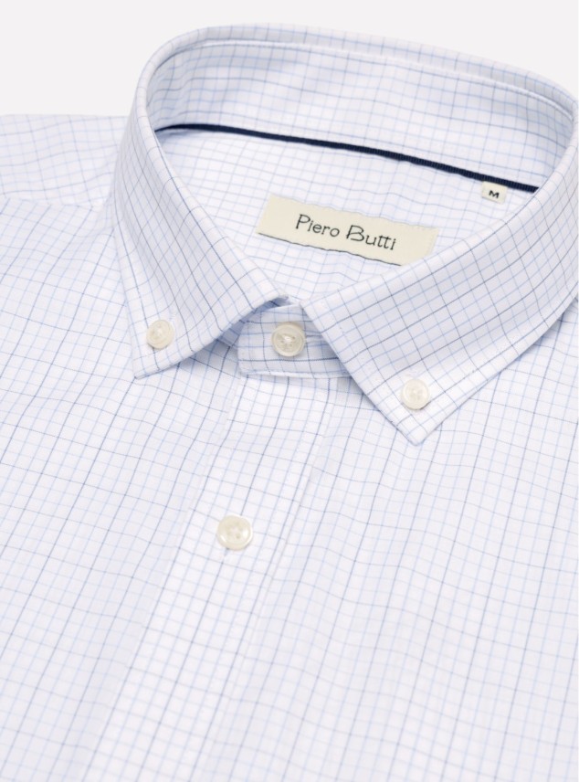 Camisa Cuadros Regular Fit Celeste Piero Butti Camisa Cuadros Regular Fit Celeste Piero Butti