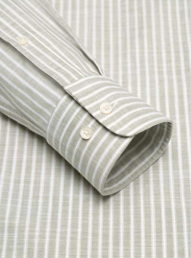 Camisa a Rayas Regular Fit Oliva Piero Butti Camisa a Rayas Regular Fit Oliva Piero Butti