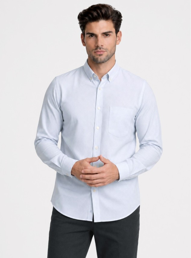 Camisa A Cuadros Regular Fit Celeste Piero Butti Camisa A Cuadros Regular Fit Celeste Piero Butti