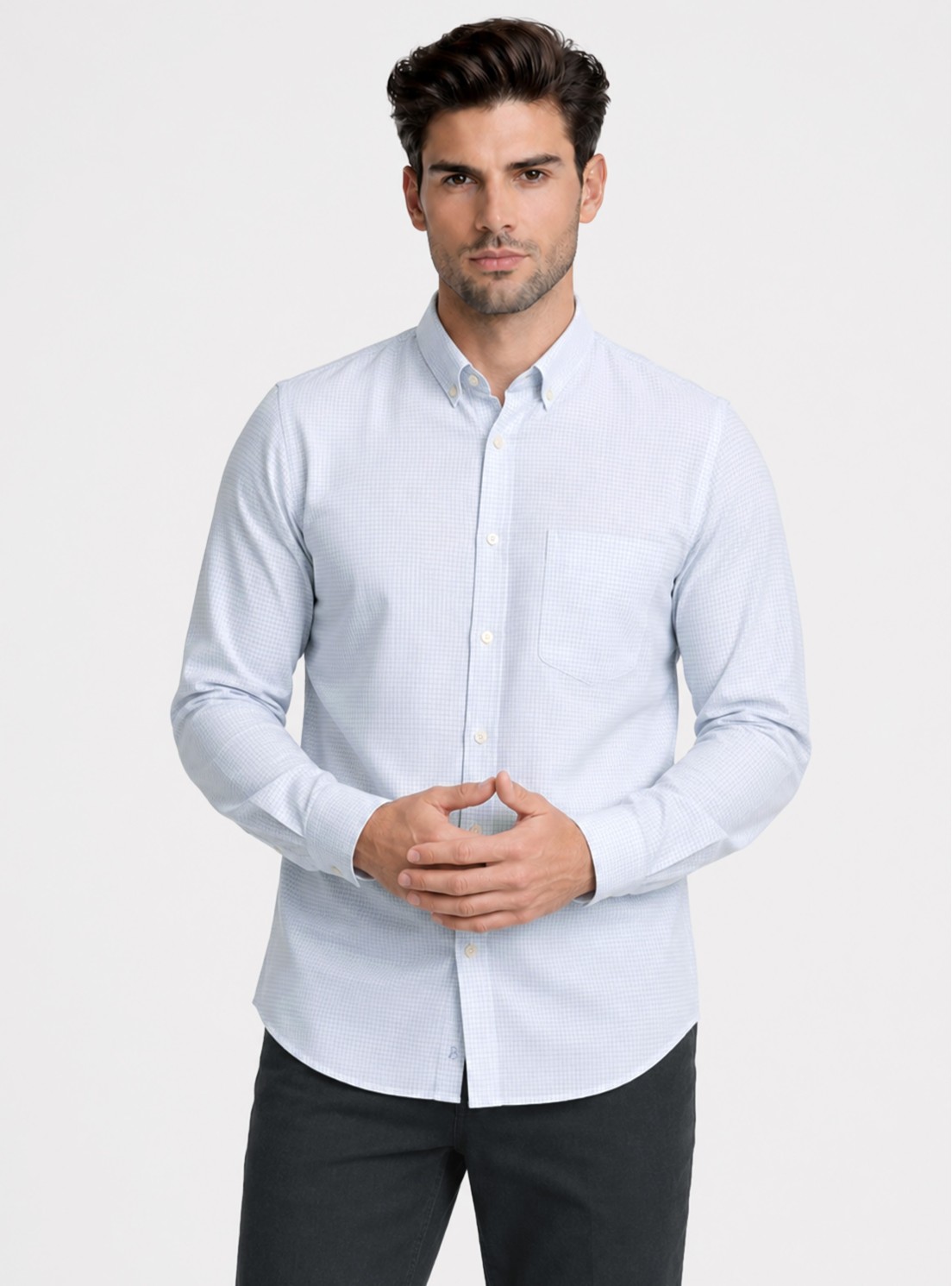 Camisa A Cuadros Regular Fit Celeste Piero Butti Camisa A Cuadros Regular Fit Celeste Piero Butti