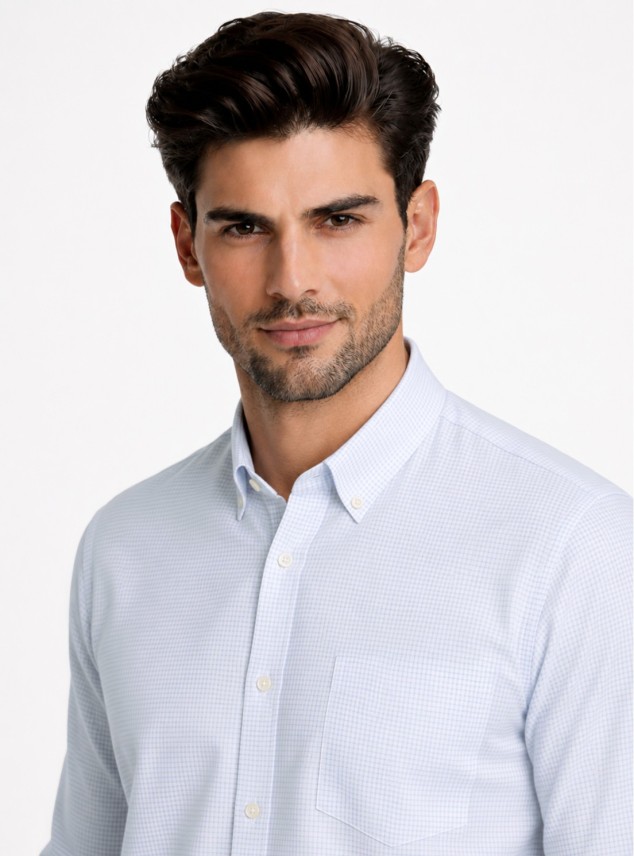 Camisa A Cuadros Regular Fit Celeste Piero Butti Camisa A Cuadros Regular Fit Celeste Piero Butti