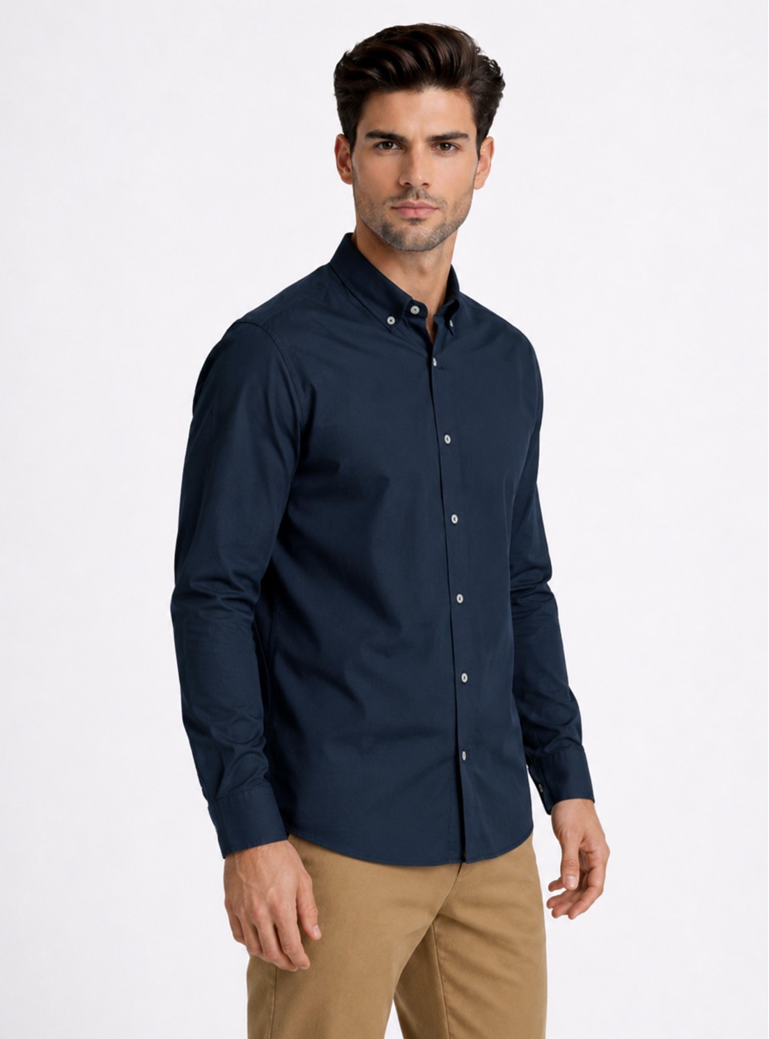 Camisa Lisa Regular Fit Azul Marino Piero Butti Camisa Lisa Regular Fit Azul Marino Piero Butti