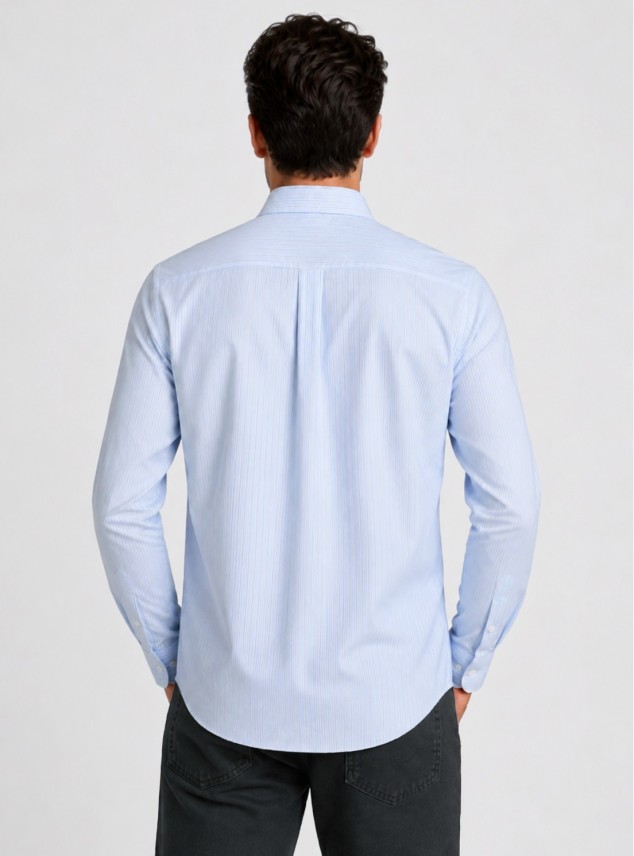 Camisa A Rayas Regular Fit Celeste Piero Butti Camisa A Rayas Regular Fit Celeste Piero Butti