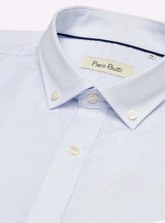 Camisa A Cuadros Regular Fit Celeste Piero Butti Camisa A Cuadros Regular Fit Celeste Piero Butti