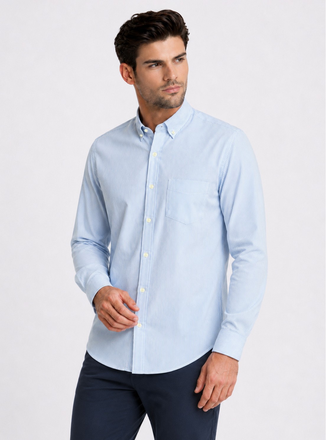 Camisa A Rayas Regular Fit Celeste Piero Butti Camisa A Rayas Regular Fit Celeste Piero Butti