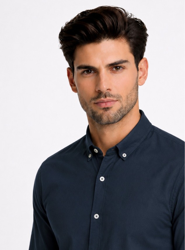 Camisa Lisa Regular Fit Azul Marino Piero Butti Camisa Lisa Regular Fit Azul Marino Piero Butti