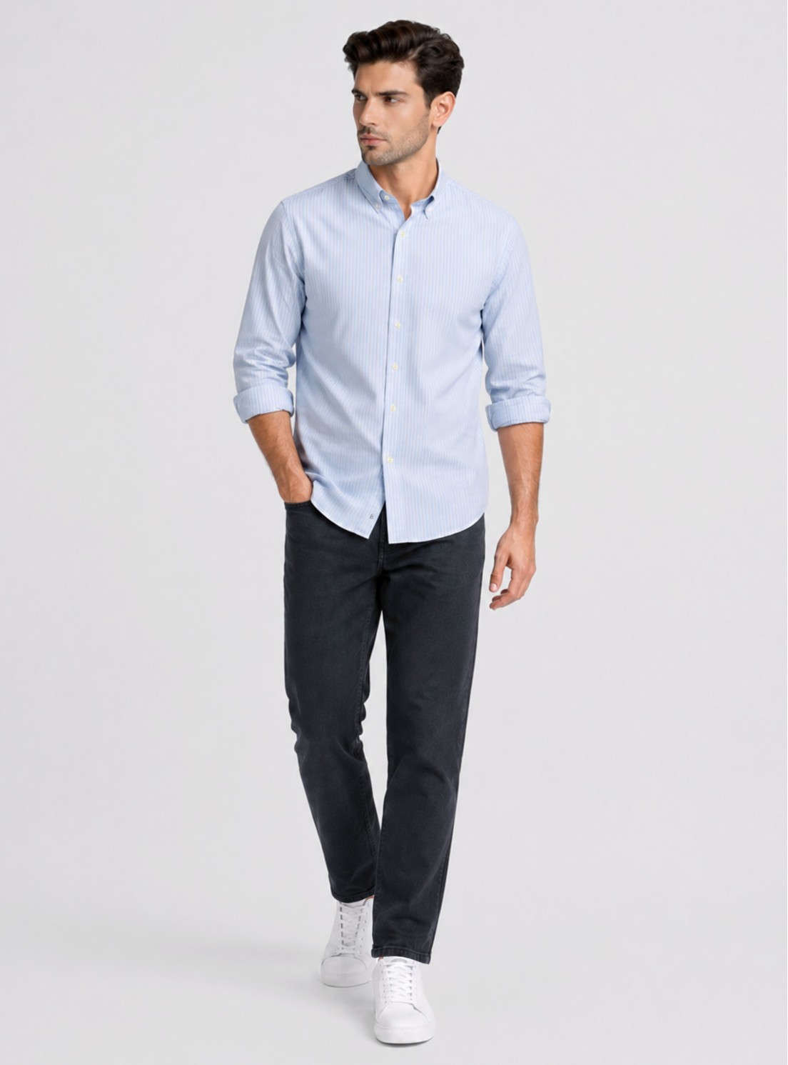Camisa A Rayas Regular Fit Celeste Piero Butti Camisa A Rayas Regular Fit Celeste Piero Butti