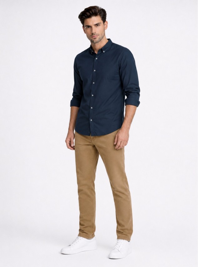 Camisa Lisa Regular Fit Azul Marino Piero Butti Camisa Lisa Regular Fit Azul Marino Piero Butti