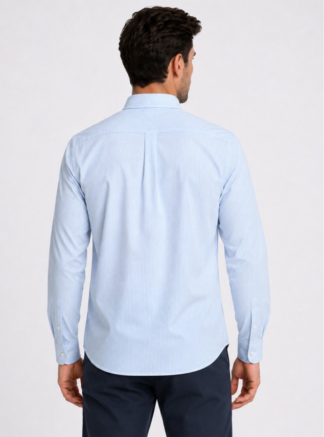 Camisa A Rayas Regular Fit Celeste Piero Butti Camisa A Rayas Regular Fit Celeste Piero Butti