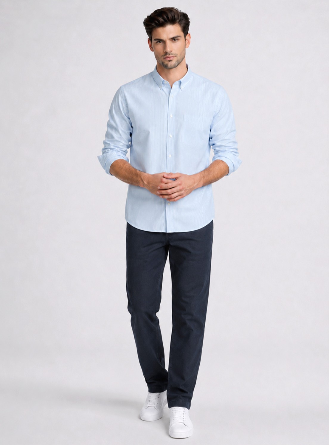 Camisa A Rayas Regular Fit Celeste Piero Butti Camisa A Rayas Regular Fit Celeste Piero Butti