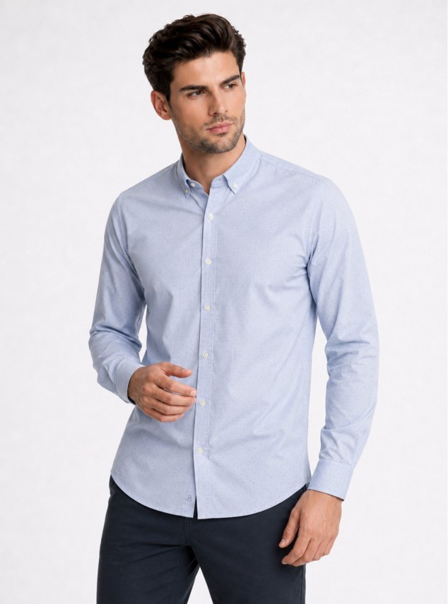 Camisa Fantasía Regular Fit Celeste Piero Butti Camisa Fantasía Regular Fit Celeste Piero Butti