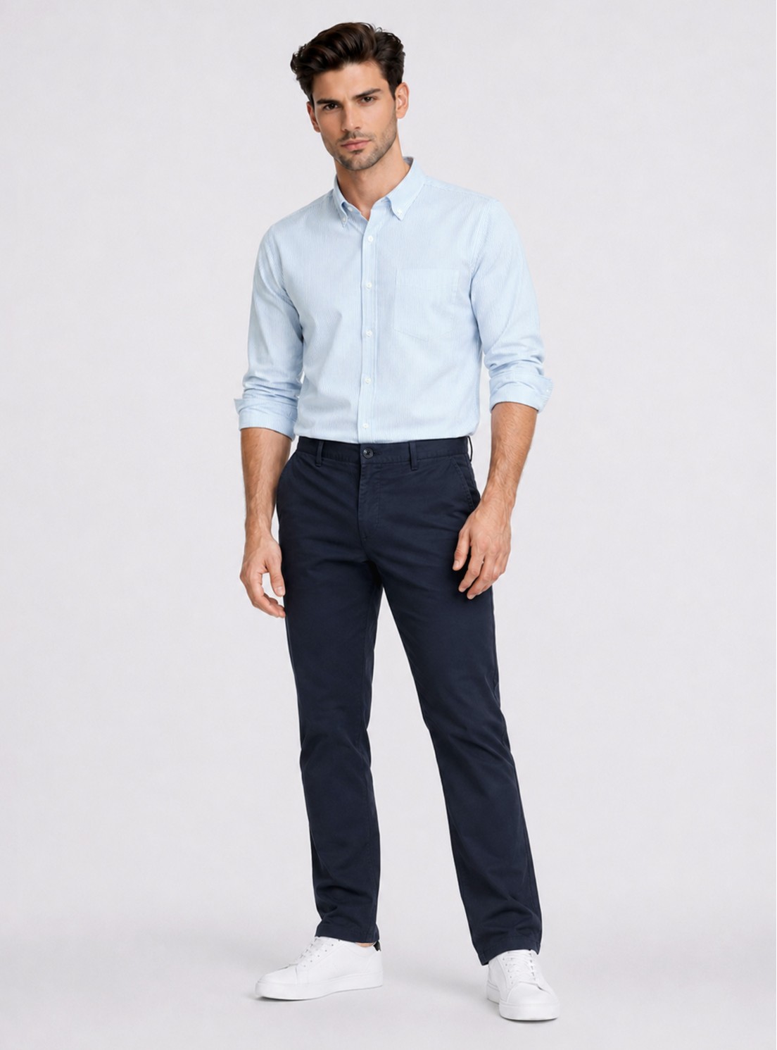 Pantalón Liso Spandex Regular Fit Azul Marino Piero Butti Pantalón Liso Spandex Regular Fit Azul Marino Piero Butti