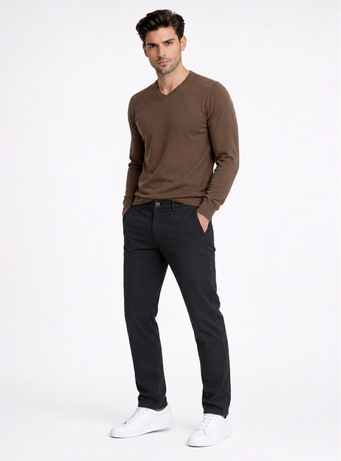Sweater Cuello V Regular Fit Café Piero Butti Sweater Cuello V Regular Fit Café Piero Butti
