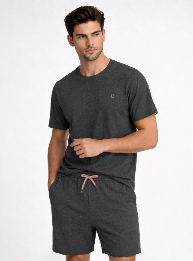 Pijama Corto Regular Fit Gris Oscuro Piero Butti