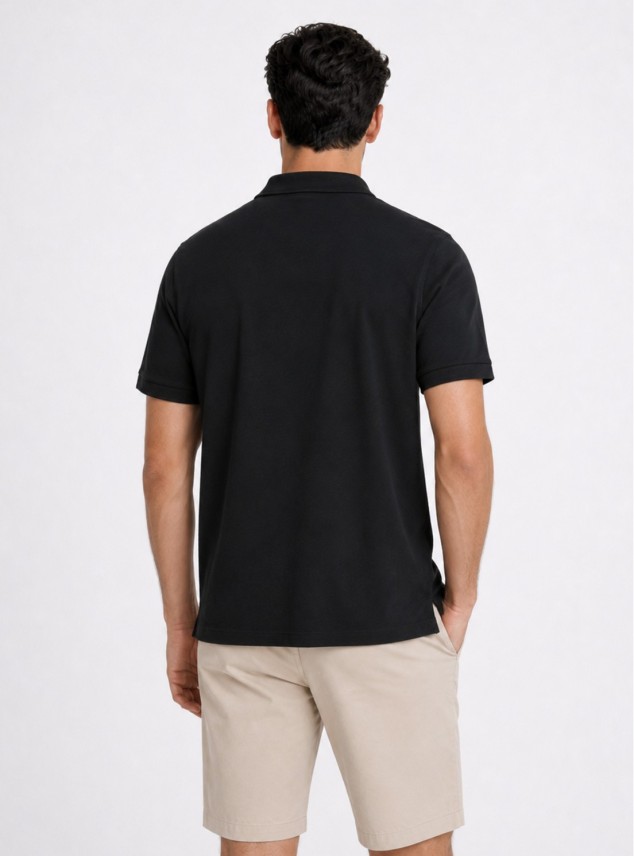 Polera Pique Abotonada Regular Fit Negro Piero Butti Polera Pique Abotonada Regular Fit Negro Piero Butti