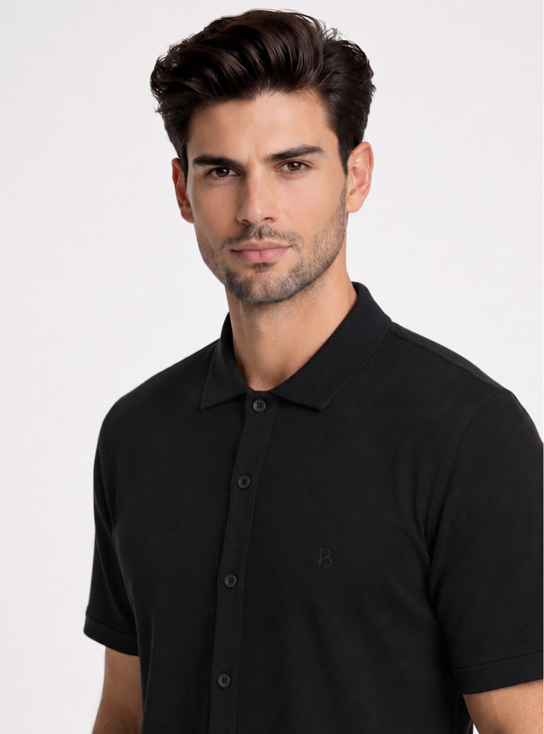 Polera Pique Abotonada Regular Fit Negro Piero Butti Polera Pique Abotonada Regular Fit Negro Piero Butti