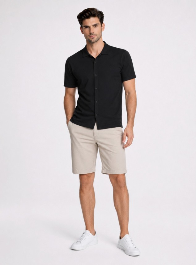 Polera Pique Abotonada Regular Fit Negro Piero Butti Polera Pique Abotonada Regular Fit Negro Piero Butti