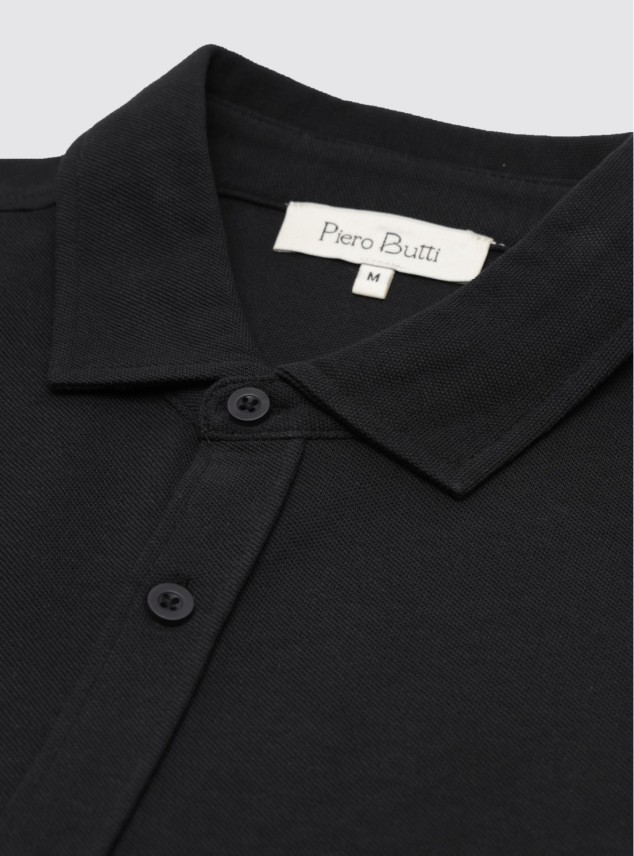 Polera Pique Abotonada Regular Fit Negro Piero Butti Polera Pique Abotonada Regular Fit Negro Piero Butti