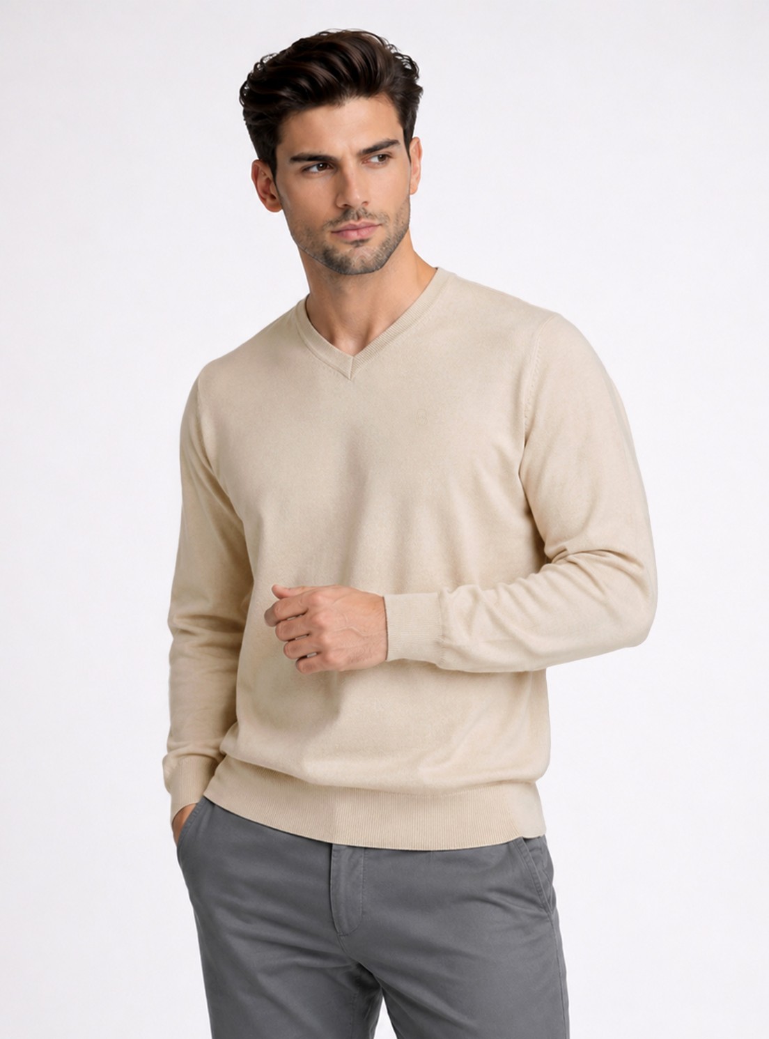 Sweater Cuello V Regular Fit Beige Piero Butti Sweater Cuello V Regular Fit Beige Piero Butti