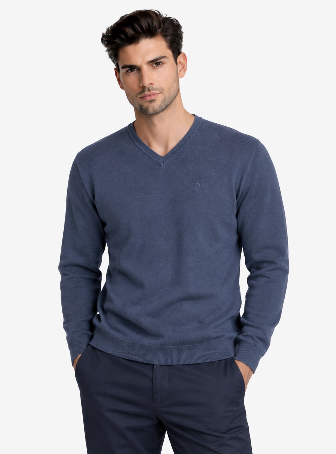 Sweater Cuello V Regular Fit Denim Piero Butti Sweater Cuello V Regular Fit Denim Piero Butti