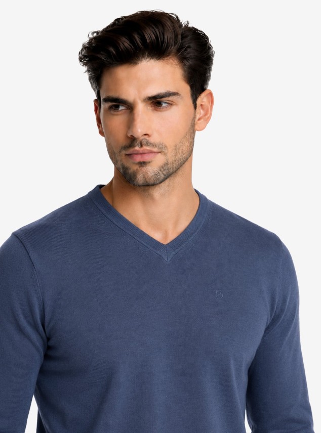 Sweater Cuello V Regular Fit Denim Piero Butti Sweater Cuello V Regular Fit Denim Piero Butti