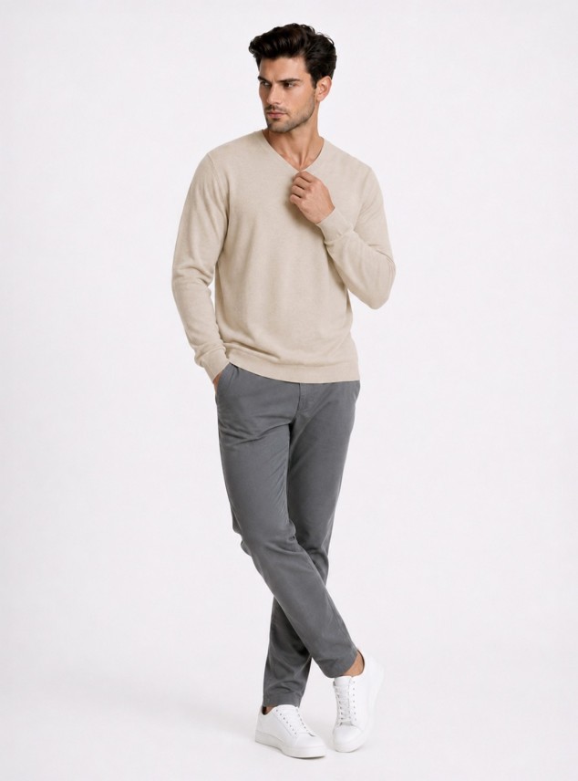 Sweater Cuello V Regular Fit Beige Piero Butti Sweater Cuello V Regular Fit Beige Piero Butti