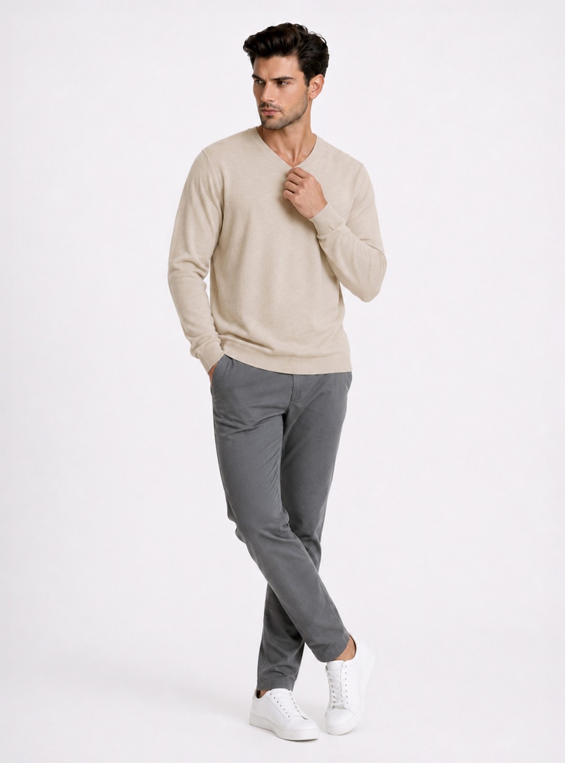 Sweater Cuello V Regular Fit Beige Piero Butti Sweater Cuello V Regular Fit Beige Piero Butti