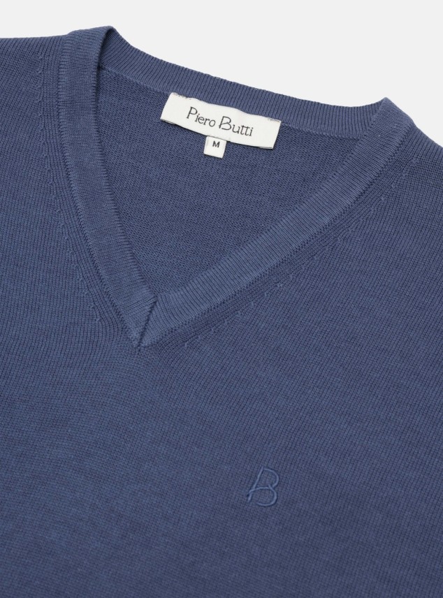 Sweater Cuello V Regular Fit Denim Piero Butti Sweater Cuello V Regular Fit Denim Piero Butti