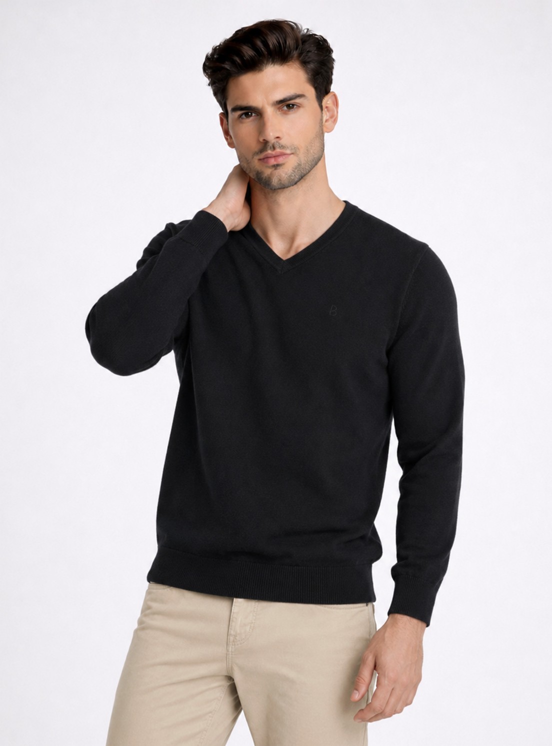 Sweater Cuello V Regular Fit Negro Piero Butti Sweater Cuello V Regular Fit Negro Piero Butti