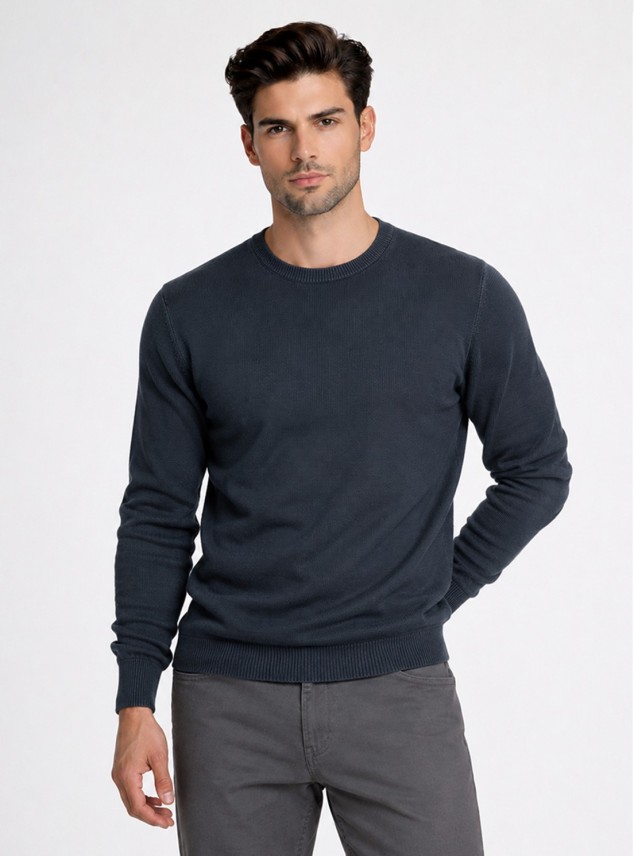Sweater Stone Wash Regular Fit Azul Marino Piero Butti Sweater Stone Wash Regular Fit Azul Marino Piero Butti