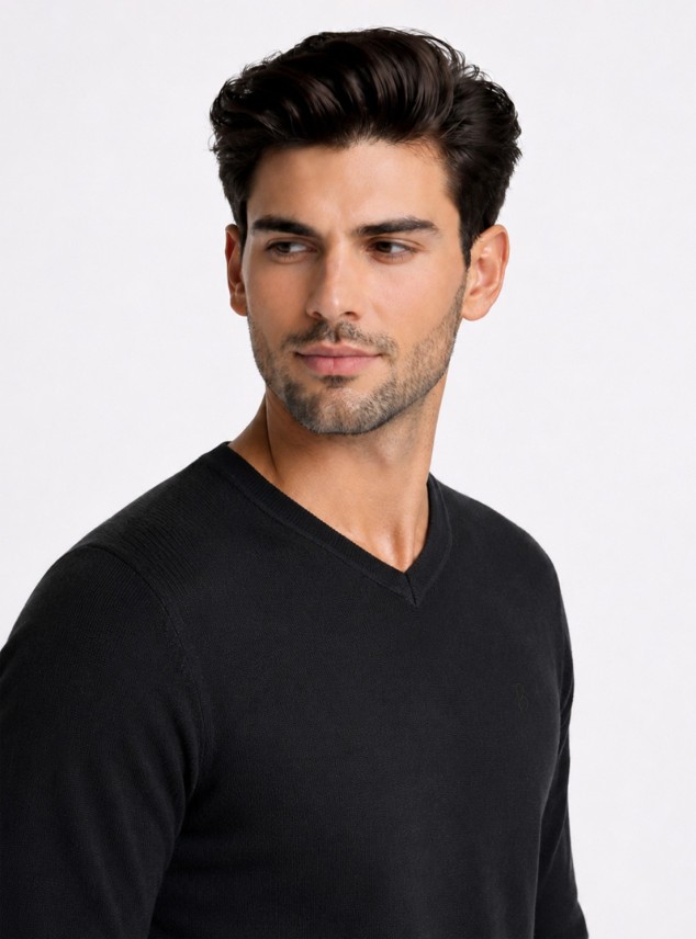 Sweater Cuello V Regular Fit Negro Piero Butti Sweater Cuello V Regular Fit Negro Piero Butti