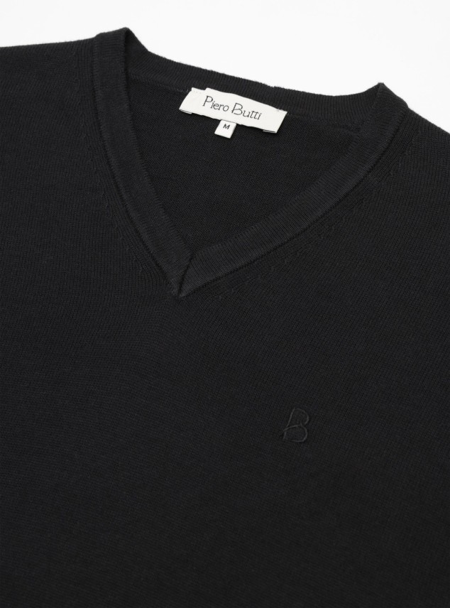 Sweater Cuello V Regular Fit Negro Piero Butti Sweater Cuello V Regular Fit Negro Piero Butti
