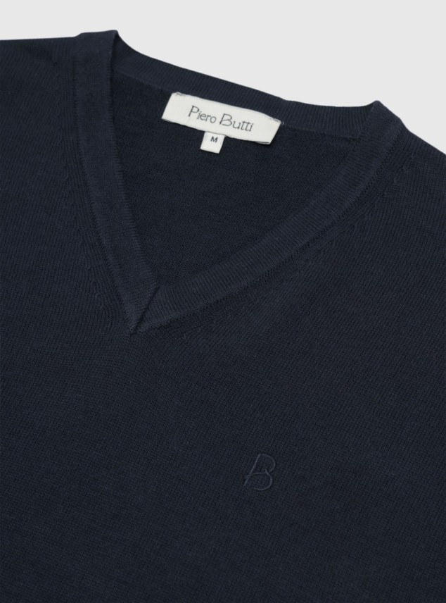 Sweater Cuello V Regular Fit Azul Marino Piero Butti Sweater Cuello V Regular Fit Azul Marino Piero Butti